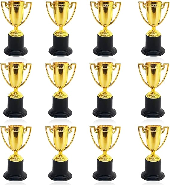 16Pcs Trophy Cup, Mini Trophies, Gold Trophy and Medals Classroom School Award Party Rewards Competition Ceremony Used for Various Competition Rewards