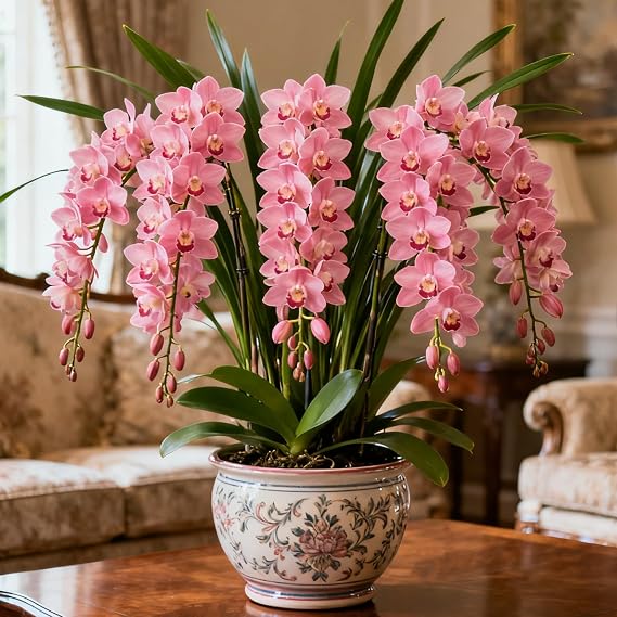 Hardy Cymbidium Bulbs & Outdoor Cymbidium Orchid Plants – Selected Varieties with Fragrant Blooms, Ideal for Balcony Settings, Excellent Display-3 Rhizome-A