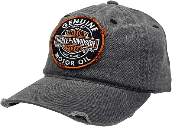 Harley-Davidson Men's Distressed Motor Oil Adjustable Baseball Cap, Washed