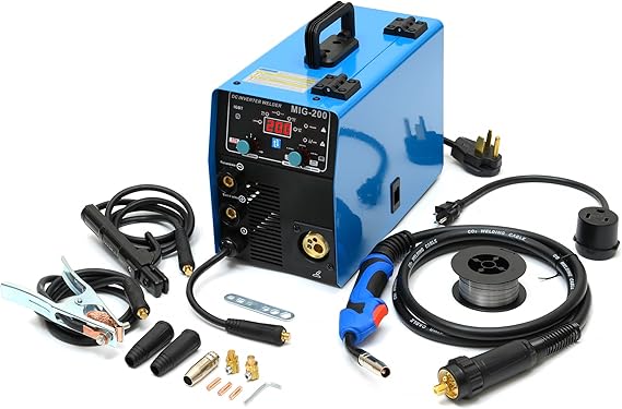 200A MIG Welder 110V/220V, 4-in-1 Gas MIG/Flux Core/Lift TIG/Stick Welding Machine, Beginner-Friendly Synergic Control,IGBT Inverter Welder for Home DIY, Repair & Light Workshop