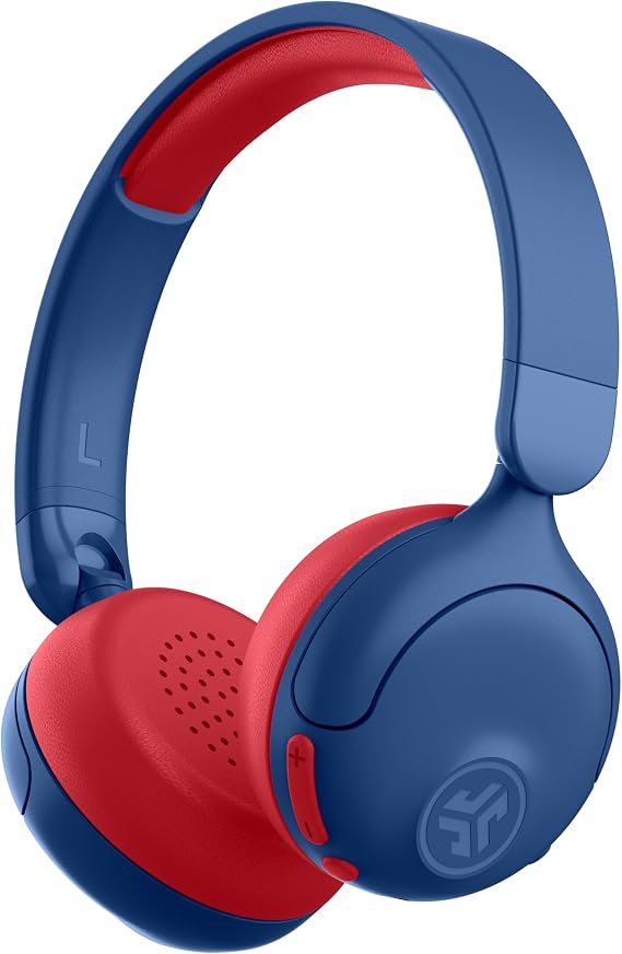 JLab, JBuddies ANC 2 in 1, Kids Headphones, Active Noise Cancelling, Wireless + Wired, Blue/Red