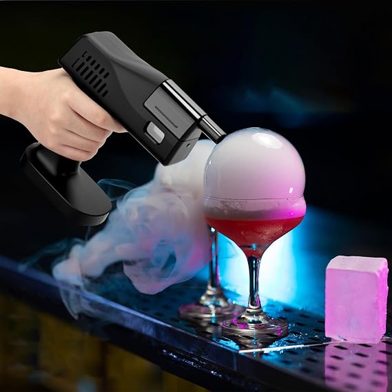 Electric Cocktail Smoking Bubble Gun, Includes 4 Flavour Aromas and Edible Bubbles, Suitable for Bar Party Outdoor BBQ Gifts for Bartenders Dad Men Husband Friend