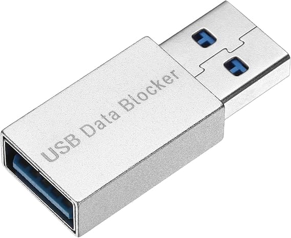 USB Data Blocker, USB A to A Data Protector Privacy Protector for Charging/Phone/Laptop, Silver