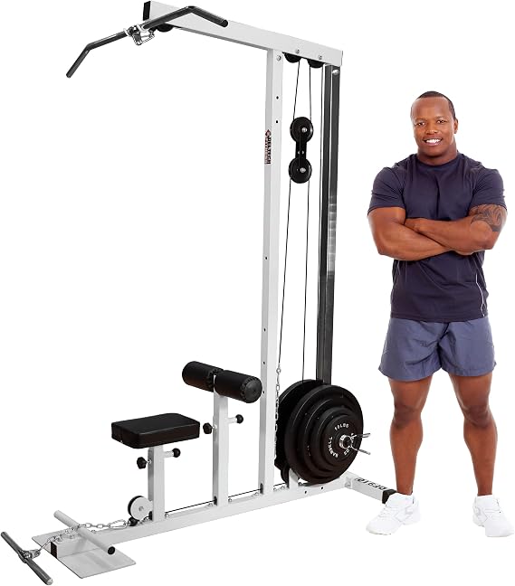 DF910 LAT Pull-Down Machine 500 LBS Capacity LAT Tower Cable Machine with High and Low Row Pulley Station - for Standard and Olympic Plates - Home Gym Fitness Equipment by Deltech Fitness