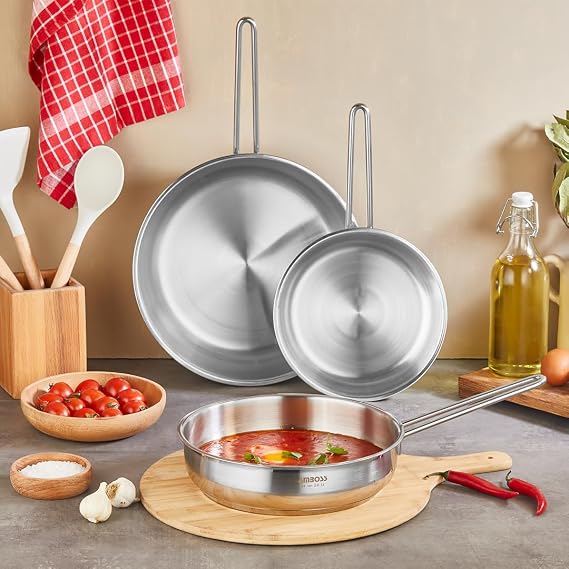 Amboss Lusigram 3 Piece Stainless Steel Induction Base Lidless Pan Set
