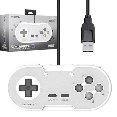 Retro-Bit Legacy 16 Wired USB Controller - Features Home, SS & ZL/ZR Buttons - for Switch, PC, MacOS, RetroPie, Raspberry Pi - Classic Grey