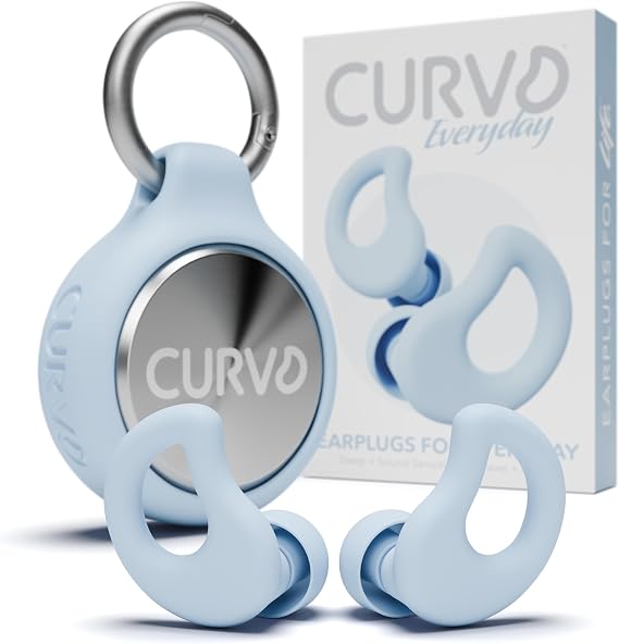 CURVD Ear Plugs for Sleeping, Noise Blocking Earplugs, 28dB SNR (Blue)