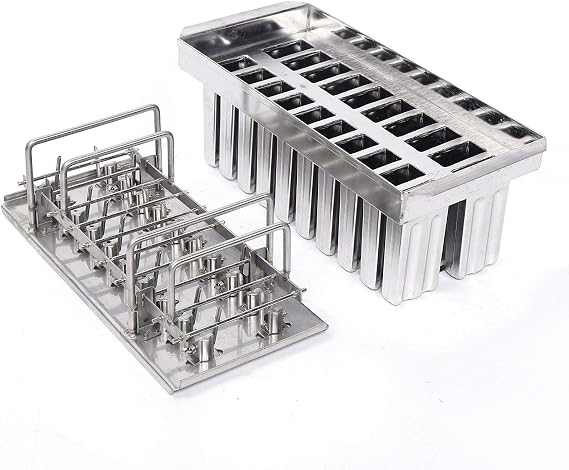 Stainless Steel Ice Cream Molds, 20 Packs Professional Round Head Grooved Ice Pop Molds, Metal Ice Lolly Ice Cream Mold Ice Cream Maker Mold Stick Holder, Single Cup Capacity 85g (20Pcs 85g)