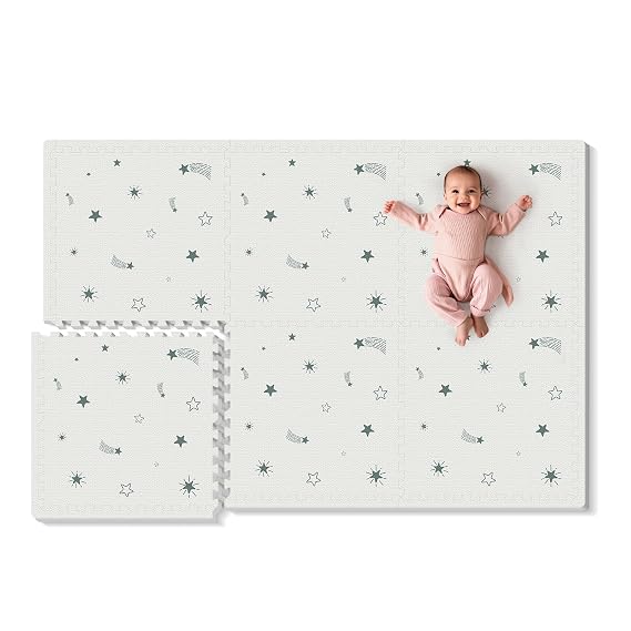 6PCS Baby Foam Play Mat, 72x48 Baby Crawling Mat, Floor Mats for Kids for Infants with Interlocking Floor Tiles, Toddler Playmats for Indoor and Outdoor, Easy to Clean Playroom Mat (Joy A)