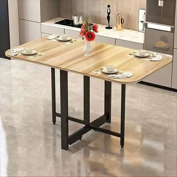 Drop Leaf Dining Table,Folding Dining Table,Wooden Foldable Kitchen Table,Multifunction Expandable Table,Foldable Extendable Space Saving Furniture,Foldable in 3 Forms,for Kitchen,Living Room