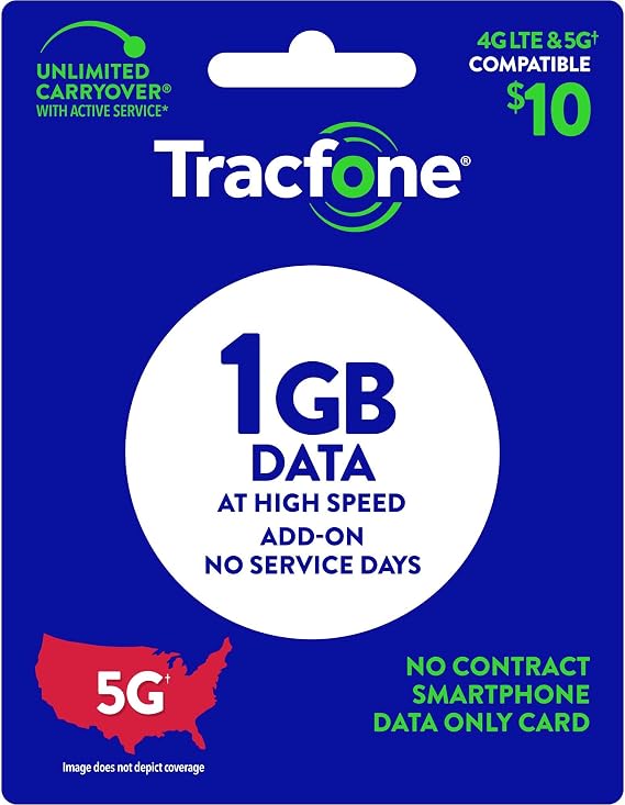 Tracfone $10 Data AddOn Card 1GB [Physical Delivery]