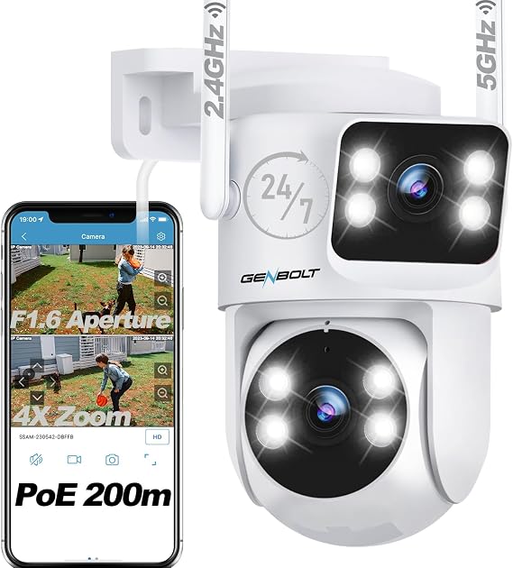GENBOLT Dual Lens WLAN Outdoor Surveillance Camera PoE Camera 2.4/5GHz WiFi