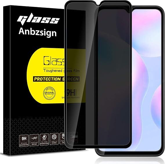 Anbzsign [2 Pack] Xiaomi Redmi 9 / Redmi 9A / Redmi 9C (2020) Privacy Screen Protector, [Full Coverage] [Case Friendly] Anti-Spy 9H Hardness Tempered Glass