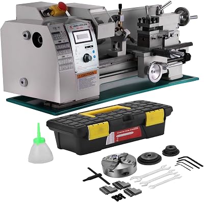 8x16 Luxury Version Metal Lathe 750W Precision Bench Top Mini Metal Milling Lathe Variable Speed 50-2500 RPM Nylon Gear 8x16 inch