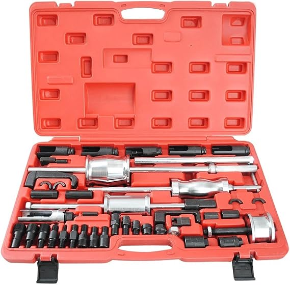 Injector Removal Tool Set,Heavy Duty Diesel Injector Tools,Universal Pneumatic Diesel Fuel Injector Puller Tool,Slide Hammer Puller Set,41 Accessories,for Disassembling and Installing Fuel Injectors