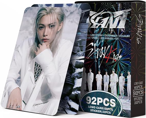 KPOPBP 60 PCS Giant Album Photocards Lomo Card Set with 32 PCS Stickers Pack, Kpop Gift Merch for SKZ Boys and Girls