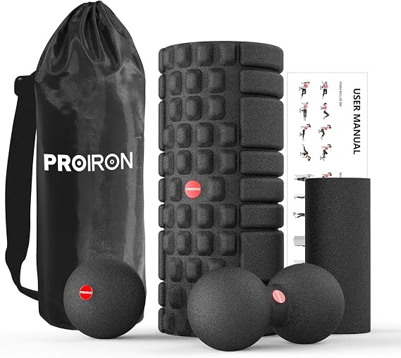 PROIRON Foam Roller Set 5 in 1 Deep Tissue Muscle Massage, Trigger Point Massage Roller, Lacrosse Ball, Mini Roller, Peanut Ball, Fitness Exercise Roller for Pilates, Yoga, Physio, Back, Legs Therapy