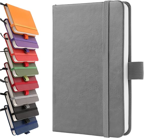 A6 Notebooks, Pocket Notebook Small Notebook Note Pads Hardback Notebook A6 Small Notepad Journal 200 Pages(100 Sheets)-Gray
