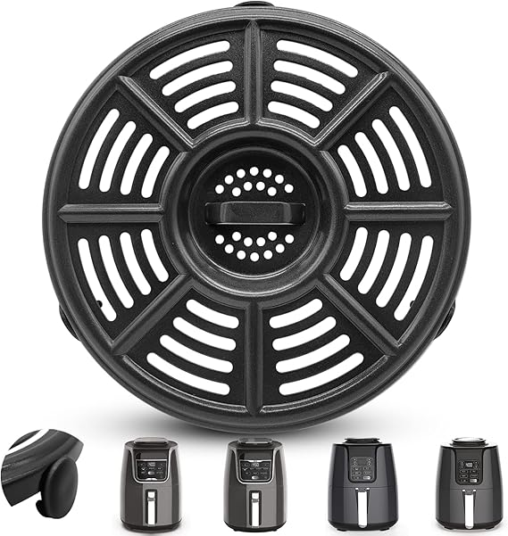 Air fryer Accessories for Ninja AF101 4 QT AF161 Max XL AF150 XL Air Fryer, 8.2'' Round Food Grade Air Fryer Grill Pan Plate Crisper Plate Replacement Parts Tray Rack,Dishwasher Safe