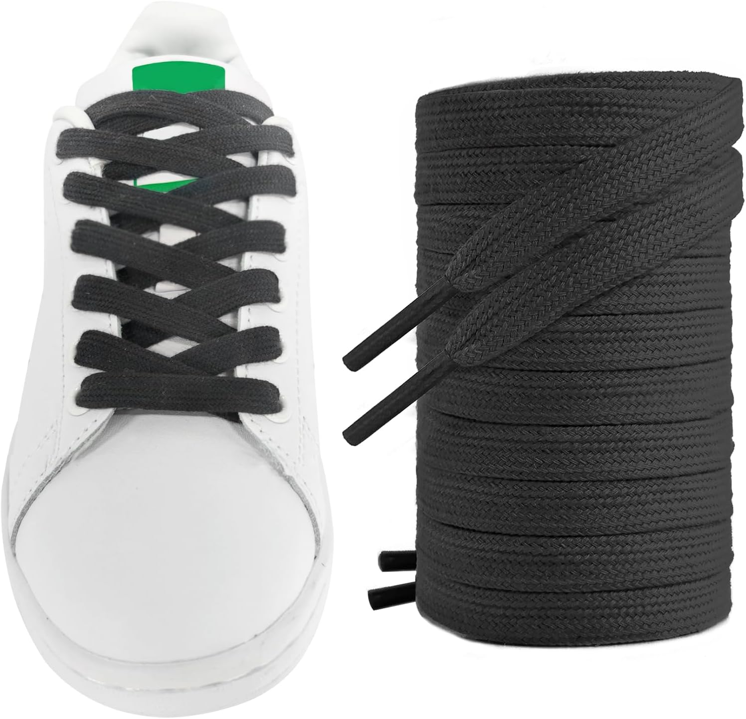 Cotton Shoelaces for Adidas Stan Smith Sneakers, 5168mm Flat Strings Replacement Laces for Casual Tennis Sports