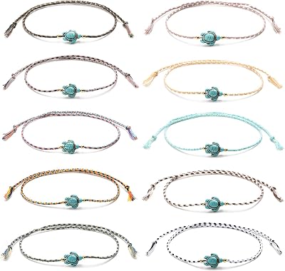 Jeka Waterproof Sea Turtle Anklets for Women Men Rope Friendship Handmade Adjustable Boho Beach Jewelry Gifts