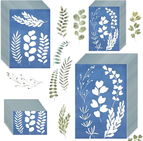 100 Pcs Cyanotype Paper Kit, Sun Print Photography Paper Multi Size Pack, A4, A5, A6, A7, Solar Printing Art Paper for DIY Projects, Educational Activities, Blue Print Paper