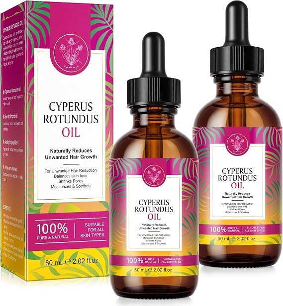 Cyperus Rotundus Oil, Cypress Oil for Hair Removal, Moisturizing & Soothing Hair Removal Oil For Reducing Body Hair Growth, Suitable for All Skin Types, 60ml (2PCS)
