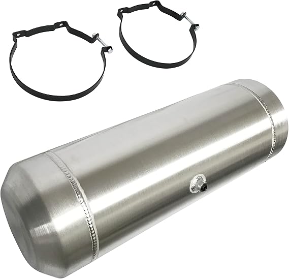 JSD 5 Gallons 8x24 Aluminum Spun Round Fuel Gas Tank Cell Fuel Tank with Bracket End Fill 1/4" NPT Outlet