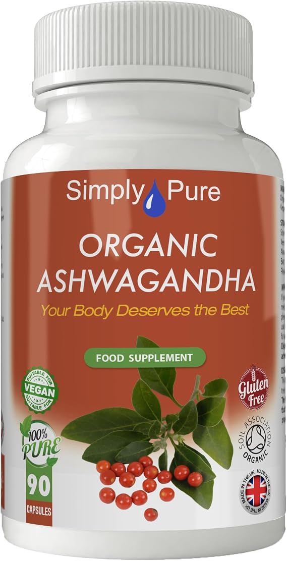 Organic Ashwagandha for Calm, Sleep & Stress Resilience | 500mg Capsules x 90 | 100% Pure Soil Association Certified | High Strength | with Natural KSM-66 | Gluten Free | GM Free | Vegan