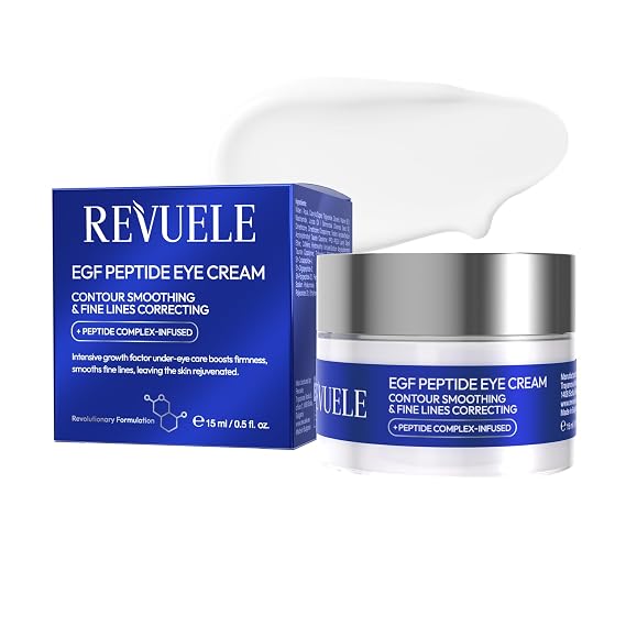 Revuele EGF Peptide Eye Cream 0.51 fl.oz (15 ml) | Advanced Eye Contour Cream with EGF Complex, Peptides & Caffeine | Firms, Hydrates & Reduces Fine Lines Anti-Aging Eye Treatment
