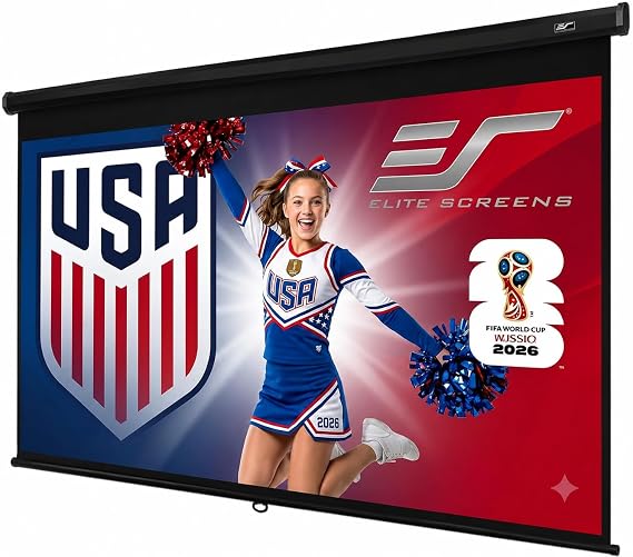 Elite Screens Manual B, 120-INCH 16:9, Manual Pull Down Projector Screen 4K / 8K Ultra HDR 3D Ready with Slow Retract Mechanism, M120H