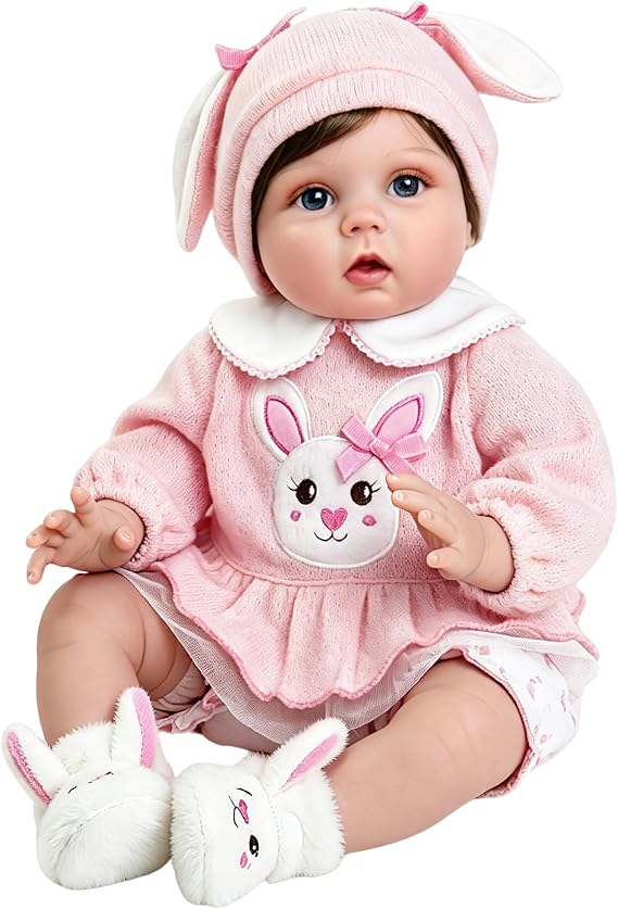 Aori Lifelike Reborn Baby Dolls, 22-Inch Newborn Girl in Pink Outfit