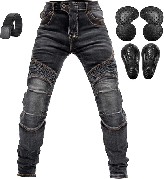 Men's Motorcycle Trousers Protective Safety Jeans Motocross Stretch Tear Resistant Daily Retro Racing Riding Jeans CE Raised Removable Armor