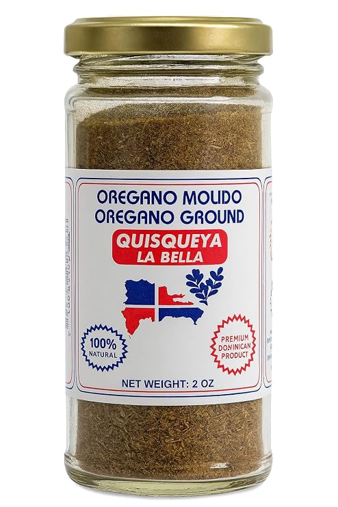 Quisqueya La Bella Ground Oregano, Premium Dominican Spice, 100% Natural, Rich Aroma & Flavor, Perfect for Cooking, Marinades, Soups, Meats, Stews, Rice, Vegetables, Herbal Seasoning 2 oz Jar