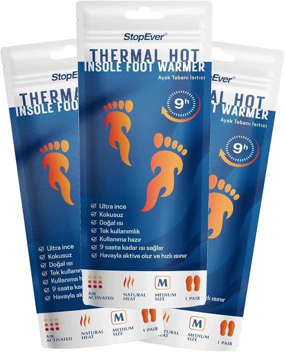 StopEver Thermal Hot Foot Sole Heater - Insole Foot warmer 3 pack