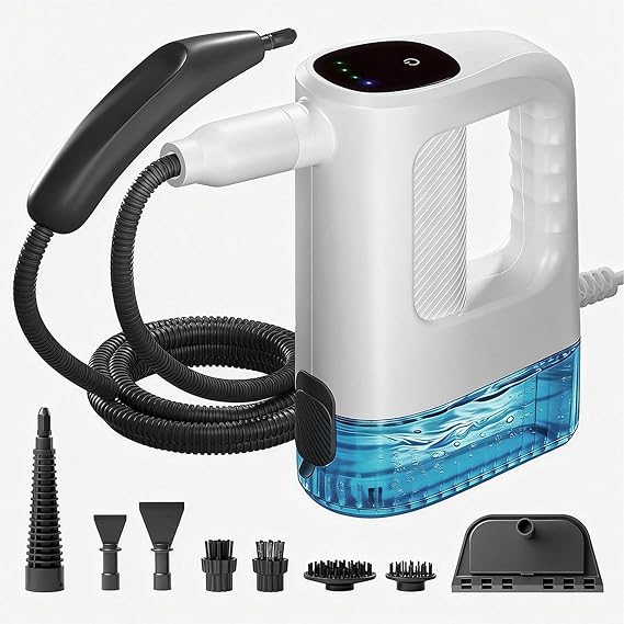 Steam Cleaner, 400ml Portable Steamer for Cleaning with 14 Accessories, 1200W Handheld Steam Cleaner with 47in Cleaning Hose for Home Car Bathroom Floor Wallpaper Furniture Tile Grout Carpet Cleaning