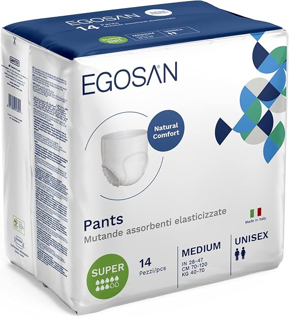 Egosan Super Incontinence Adult Pull Up Underwear with New Stretchable Waistband, Maximum Absorbency for Active Men and Women (Medium, 14 ct*, 14 Diapers)