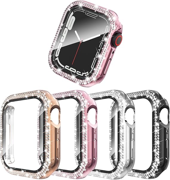 4 Pack Bling Case Screen Protector Compatible with Apple Watch 45mm
