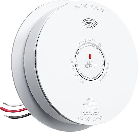 SITERWELL Hardwired Smoke Detector Carbon Monoxide Detector 10 Year Battery, Meets UL217-9th Standards, Interconnected Smoke and Carbon Monoxide Detector Combo with Bilingual Voice Alerts,1 Pack
