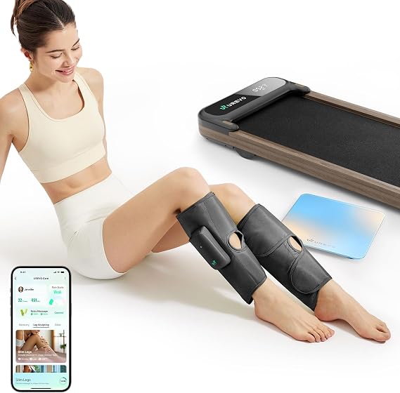 UREVO Smart Calf Massager with AI Massage Adaptation, Air Compression Cordless Leg Massager for Circulation, Relaxation & Leg Sculpting 3 Modes & 3 Intensities, Adjustable Heat, Long Battery