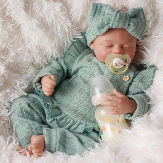 BABESIDE Lifelike Reborn Baby Dolls - 17 Inch Newborn Real Life Baby Dolls Realistic Soft Vinyl and Cloth Body Girl Baby Doll with Clothes and Toy Gift for Kids Age 3+