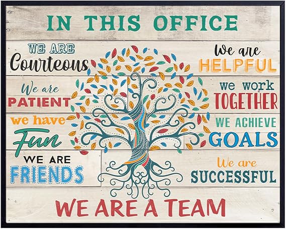 Teamwork Office Wall Art & Decor - Home Workplace Wall Art - Inspiration Motivational poster - In This Office We Are A Team Saying - Motivational Gift for Boss Manager - Positive Inspirational Quote