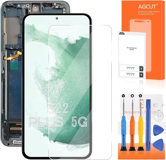 OLED for Samsung Galaxy S22 Plus Screen Replacement for Samsung S22 Plus LCD Display SM-S906B SM-S906U LCD Digitizer Touch Assembly with Frame (Support Fingerprint,Original Size) (Green)