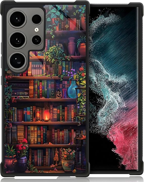 CARLOCA Case for Samsung Galaxy S24 Ultra,Colorful Book Wall Flowers Galaxy S24 Ultra for Men Woman Boy Girl,Anti-Scratch Soft TPU Design Shockproof Unique Pattern Design