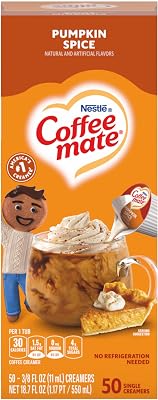 Nestle,Pumpkin Spice, Coffee-mate Liquid Coffee Creamer Single Serving Tubs - Seasonal Flavor, 0.37 Fl Oz Pack of 50
