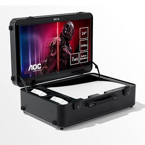 POGA LUX Console Travel Case w/ 24" Monitor Compatible w/ PS5 - Ab. Camo