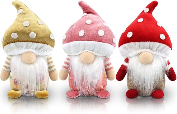 Gehydy Set of 3 Spring Gonks Decoration Easter Summer Mushroom Gnome Handmade Decor for Home Kitchen
