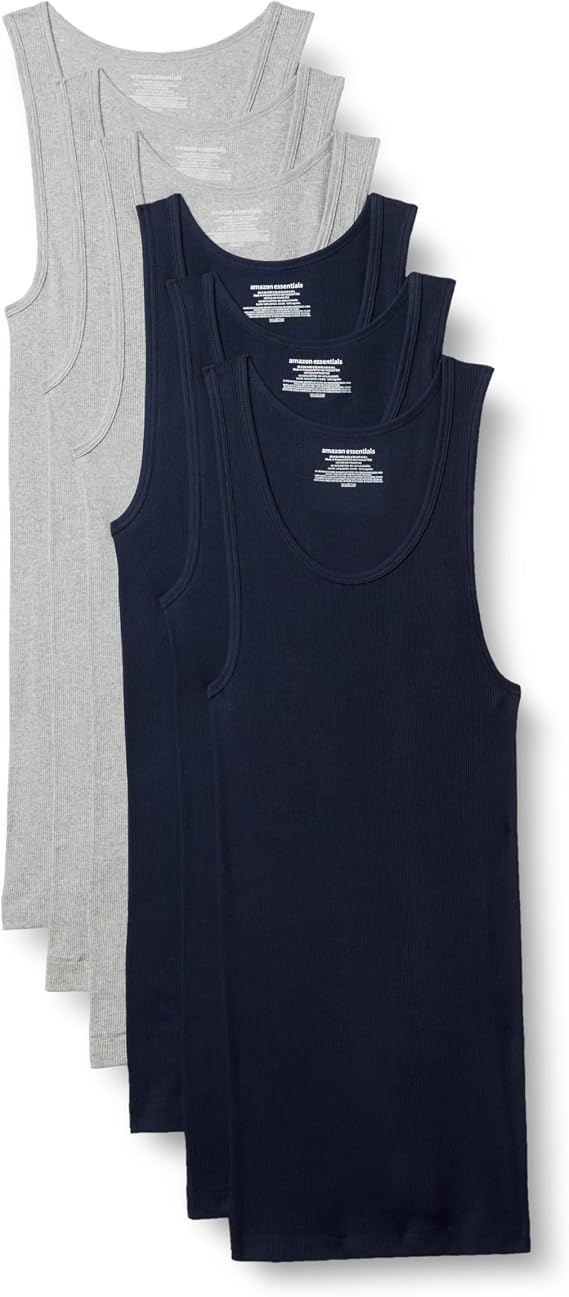 Amazon Essentials Men's Lightweight Tank Undershirts, Pack of 6