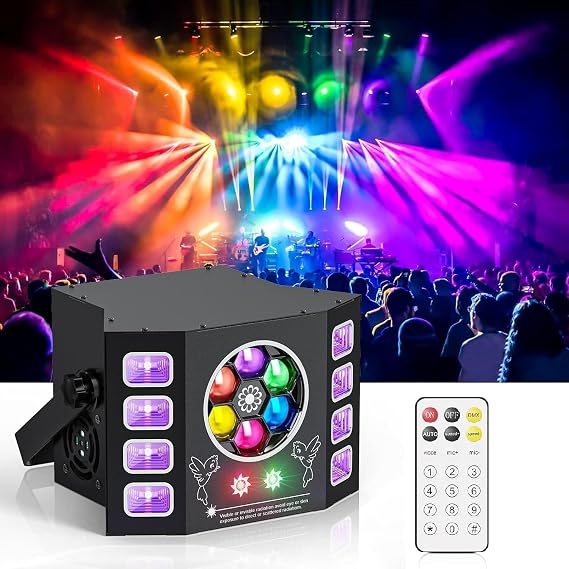 Disco Light 100W Disco Light Party Light Beeseye UV Flash Light 14 Channel DMX with Voice Control Remote Control Suitable for Wedding Birthday Party Halloween Bar Event [Energy Class E]