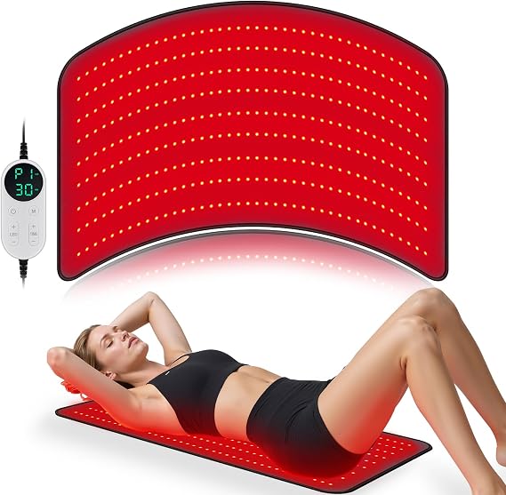 Red Light Therapy Mat, 39" * 21.6" Red Light Therapy Pad for Full Back,360 LEDs Triple Chip Large Infrared Pads for Body,Waist,Shoulder,Knee,660nm & 850nm Pain Relief for Women or Gym Lover